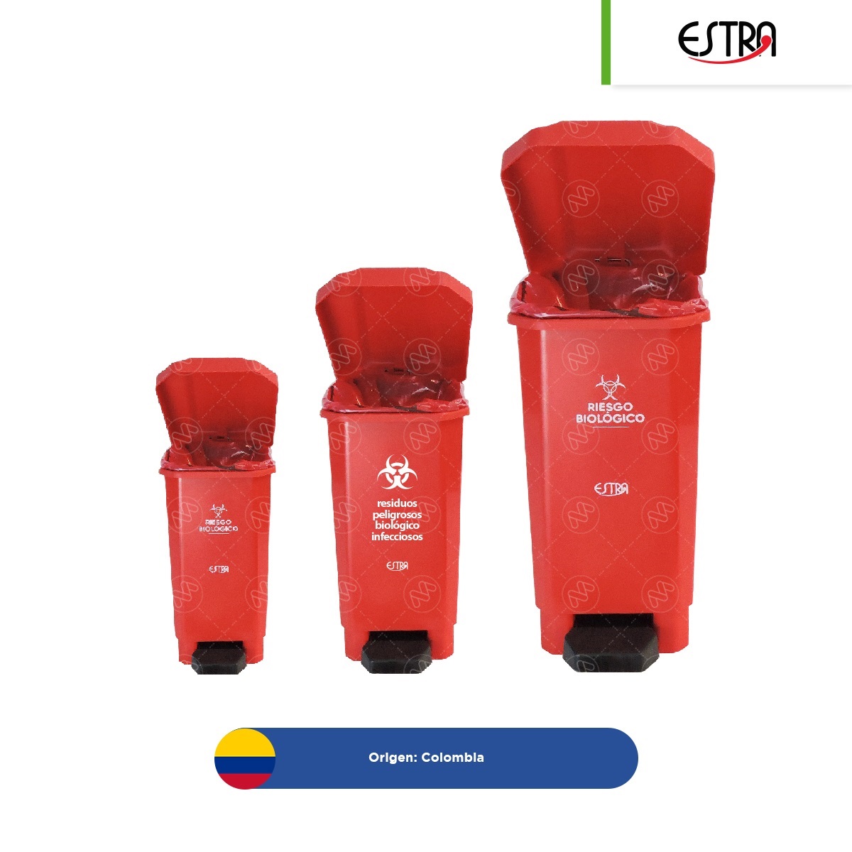 Bote Rigido Rpbi Combo bote de basura c/pedal Estrabins RPBI 10, 22 y 44 L + paquete con ...