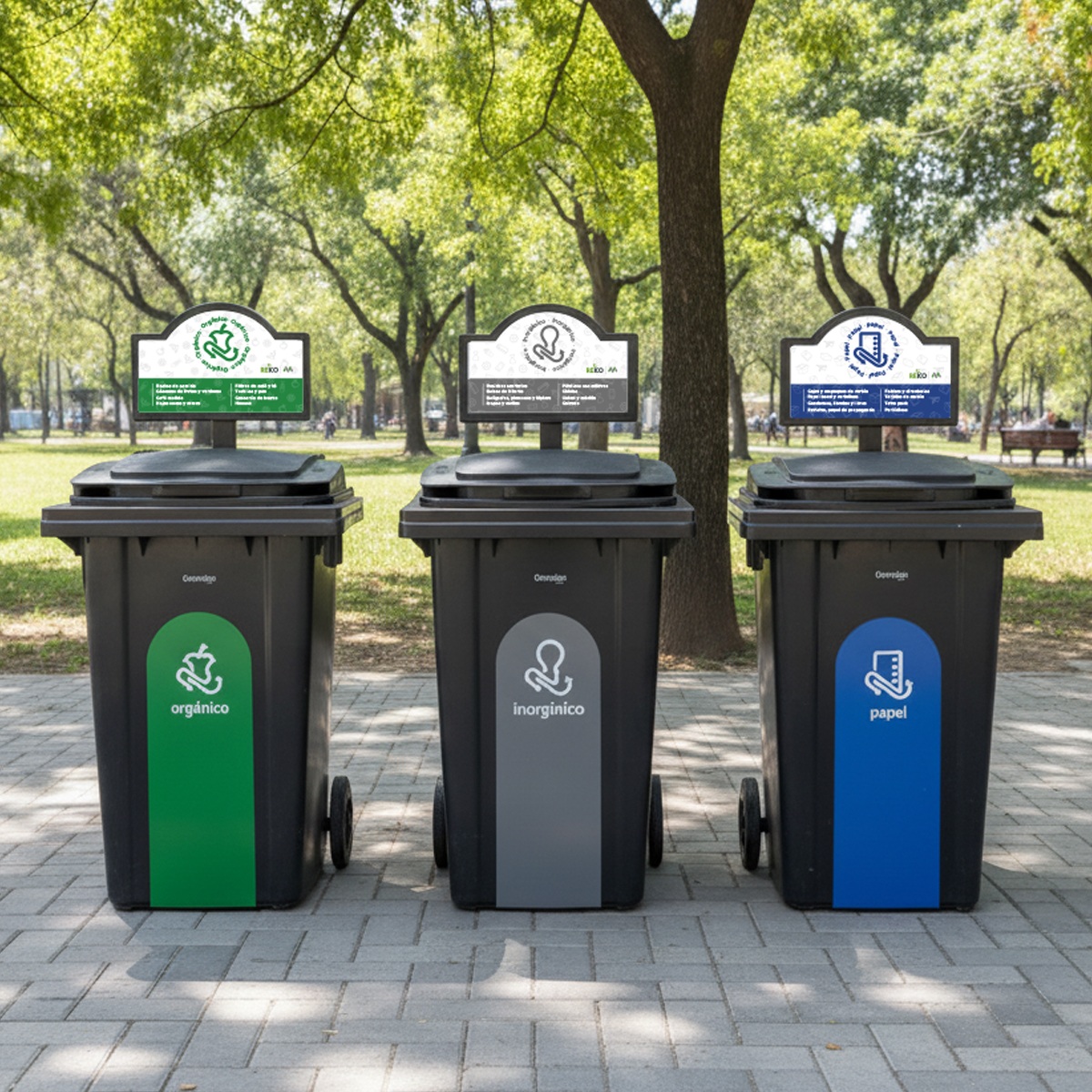 estacion ecologica contenedor con 2 ruedas plastik gogic 240 l montaje 001