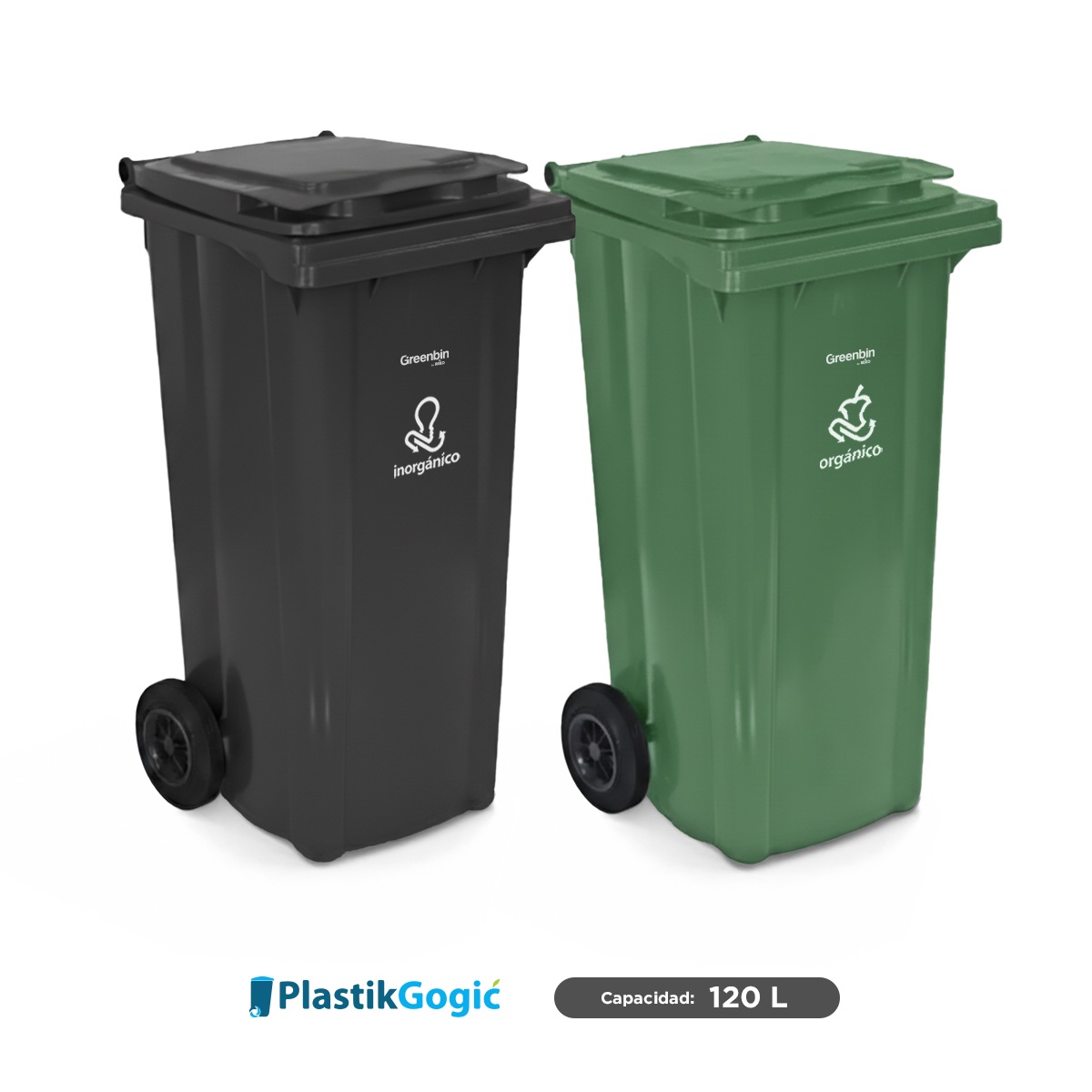 combo ecologico contenedor con 2 ruedas plastik gogic 120 l organico e inorganico 001