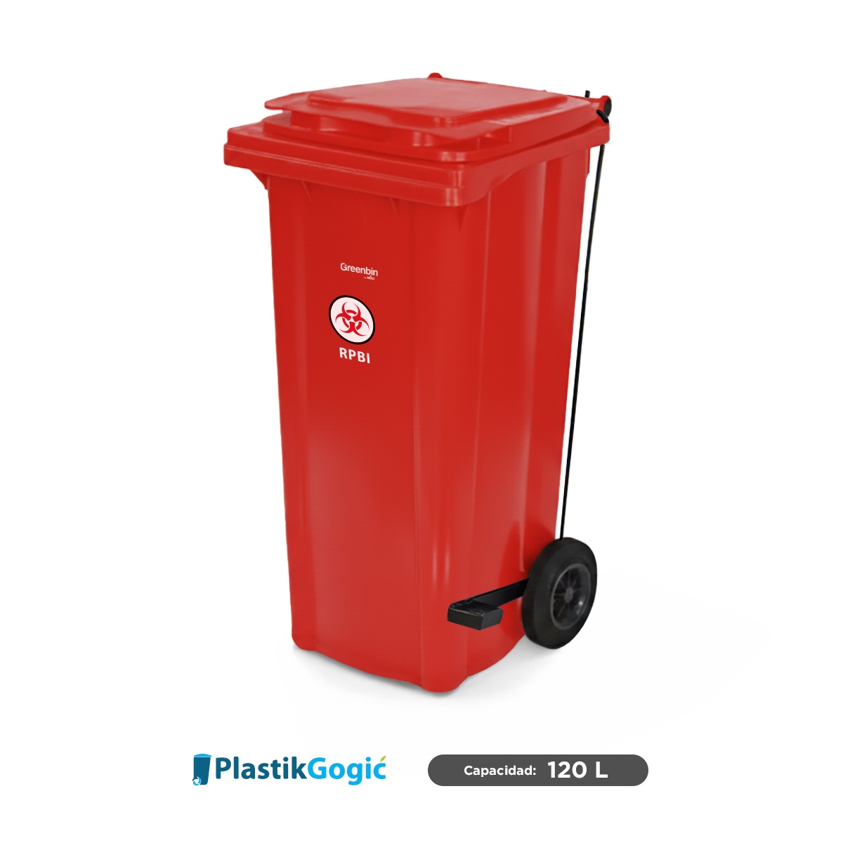 contenedor con 2 ruedas y pedal plastik gogic 120 l rpbi rojo 001