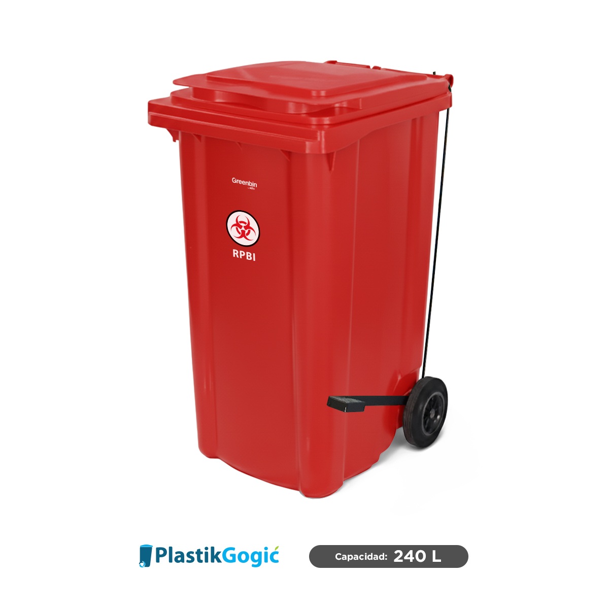 contenedor con 2 ruedas y pedal plastik gogic 240 l rpbi rojo 001