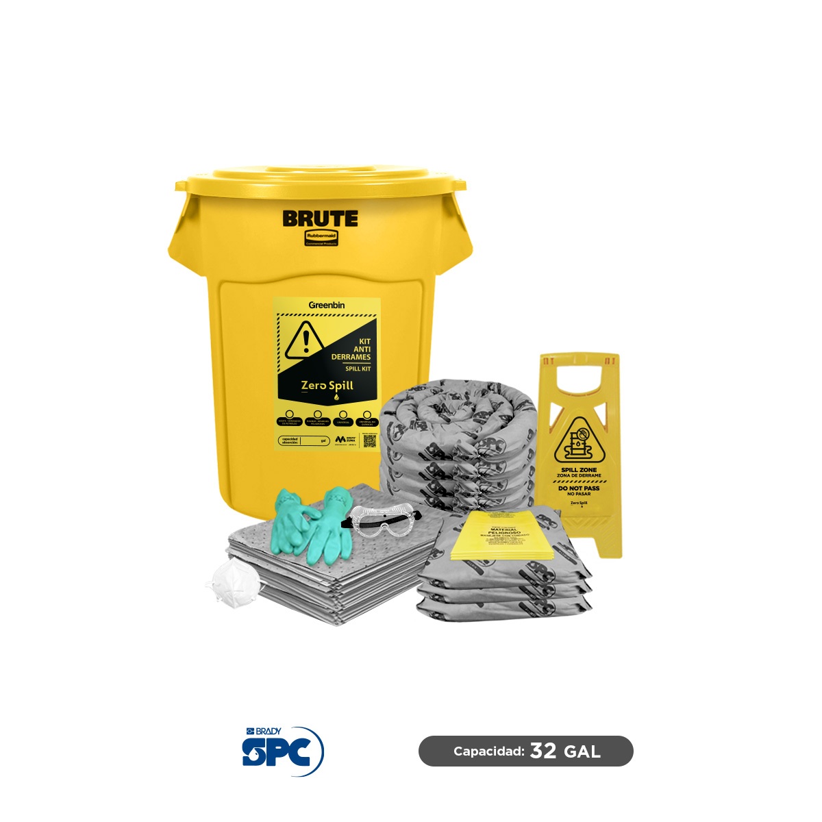 kit antiderrames brute universal brady spc 32 gal 001