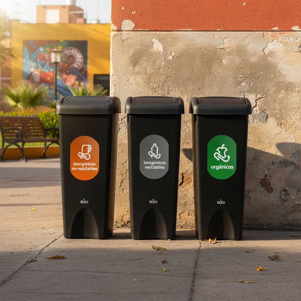 combo eco 02 botes de basura con tapa vaiven estra negros gobierno cdmx 53 l 002