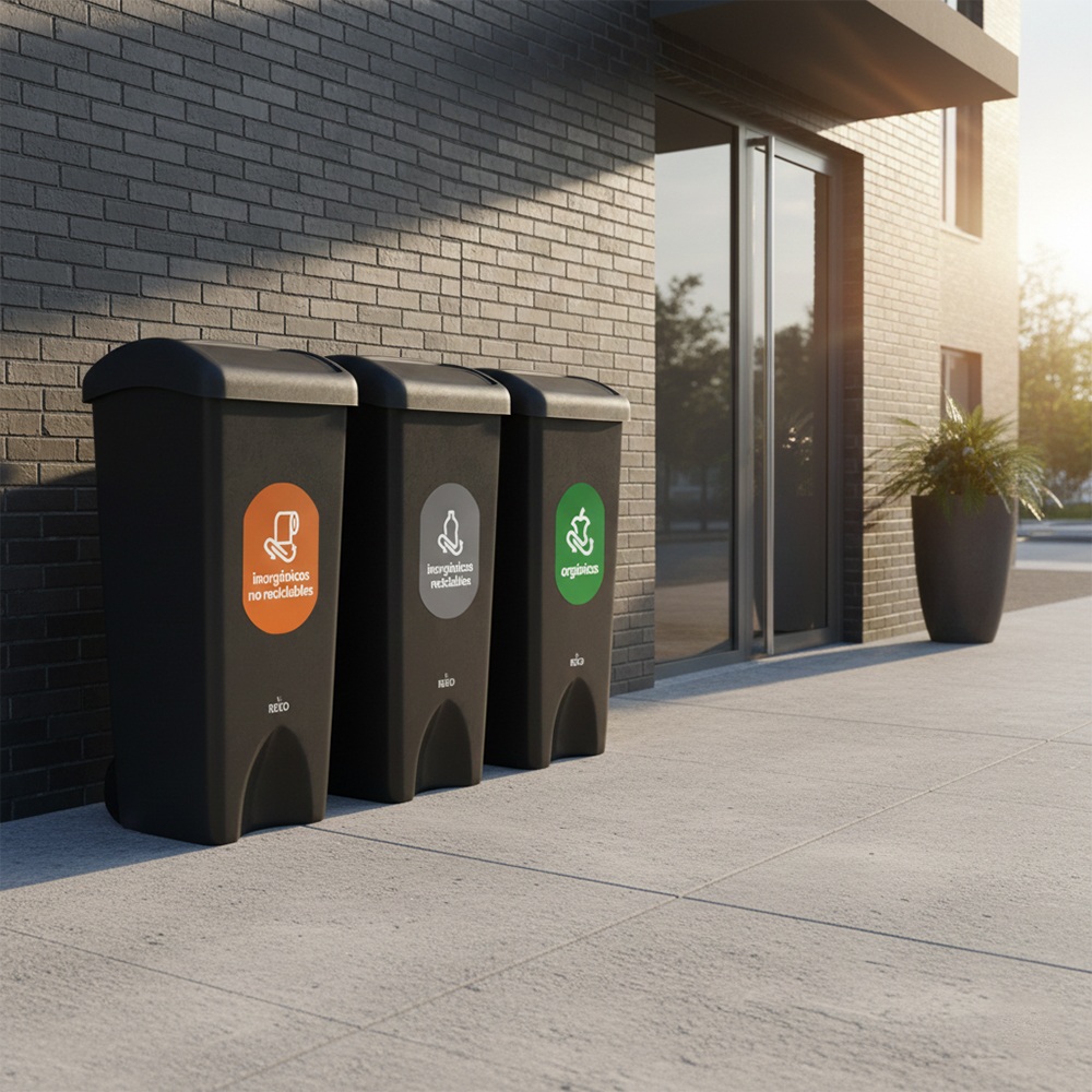 combo eco 02 botes de basura con tapa vaiven estra negros gobierno cdmx 53 l 003