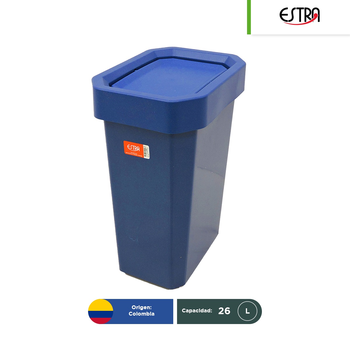 bote de basura con tapa vaiven estra ecobins 26 l azul 001