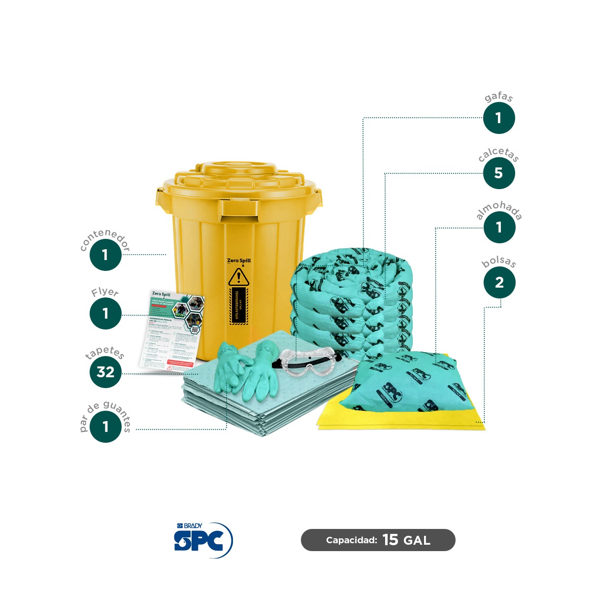 kit antiderrames tambo hazmat brady spc 15 gal 002