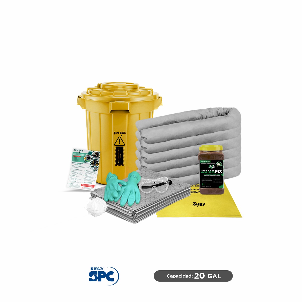 kit antiderrames tambo universal no quimicos granular brady spc 20 gal 001