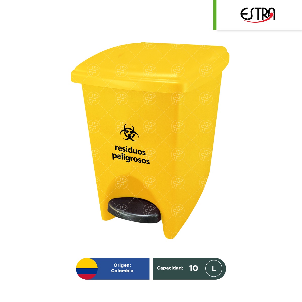 bote de basura con pedal estra rpbi 10 l amarillo 001