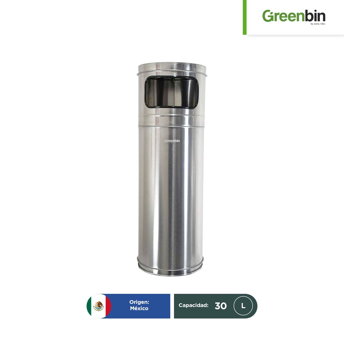 bote de basura tradicional de acero inoxidable greenbin 30 l 001