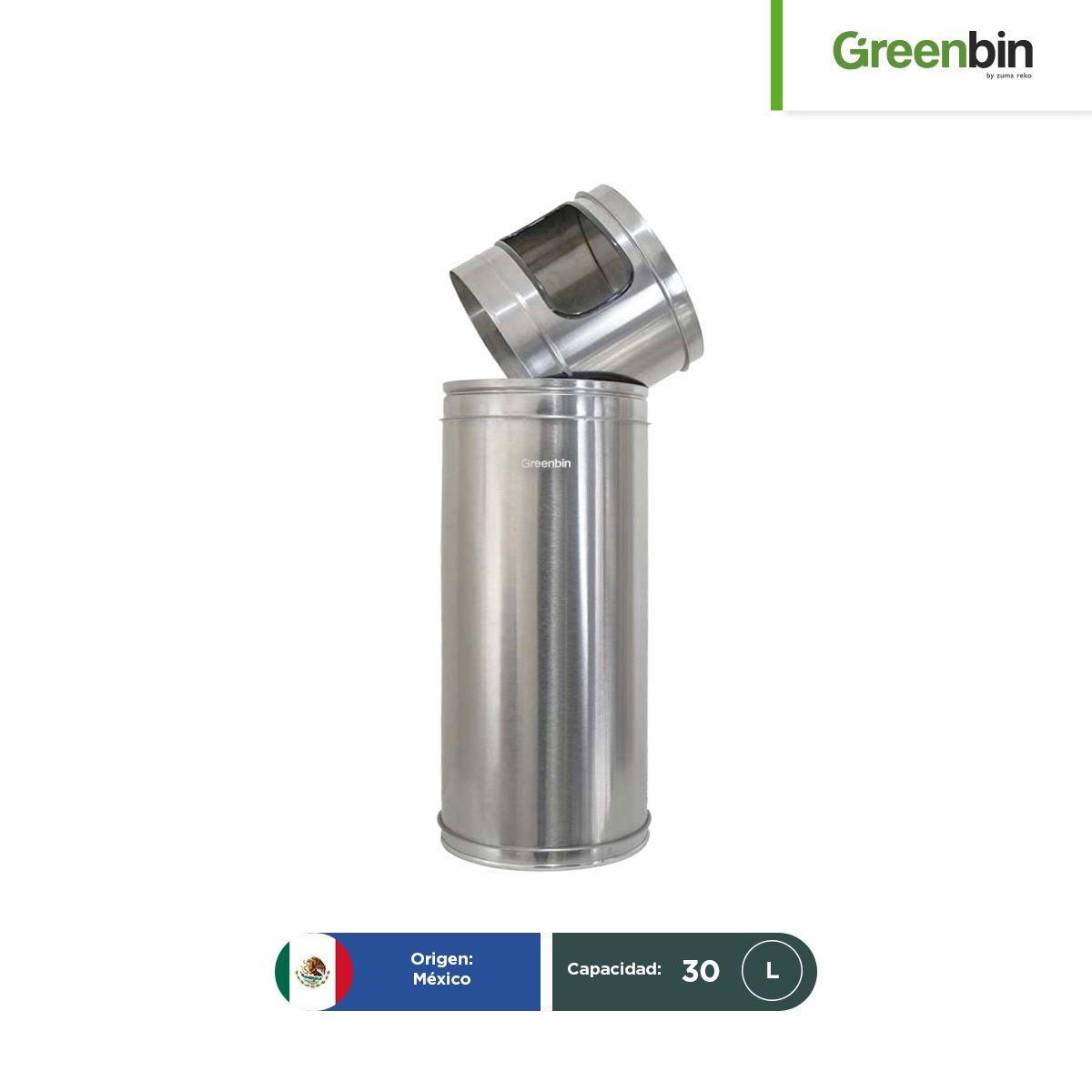 bote de basura tradicional de acero inoxidable greenbin 30 l 002