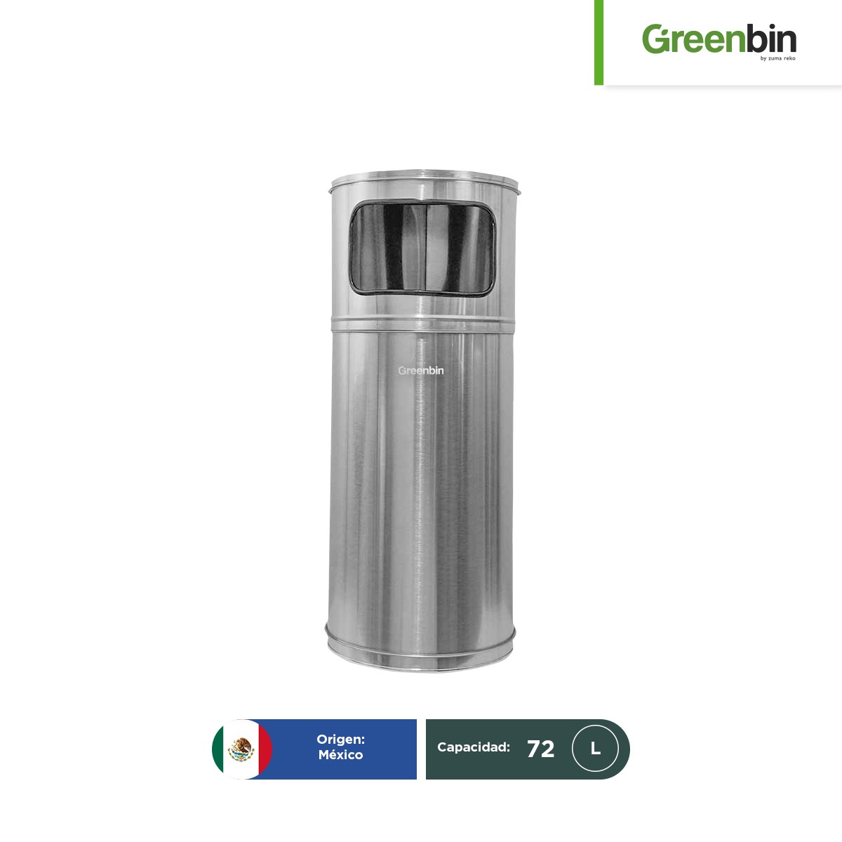 bote de basura tradicional de acero inoxidable greenbin 72 l 001