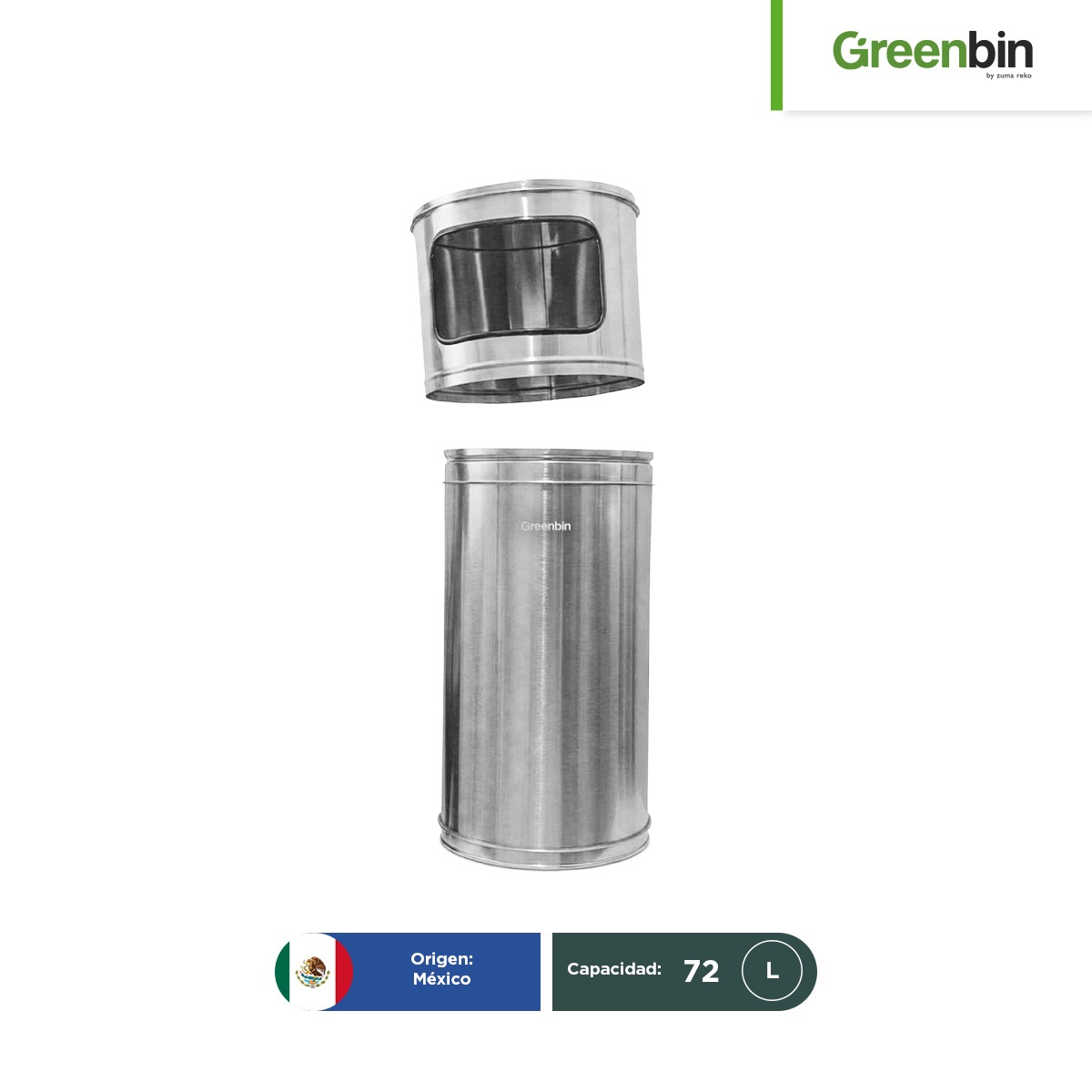 bote de basura tradicional de acero inoxidable greenbin 72 l 002