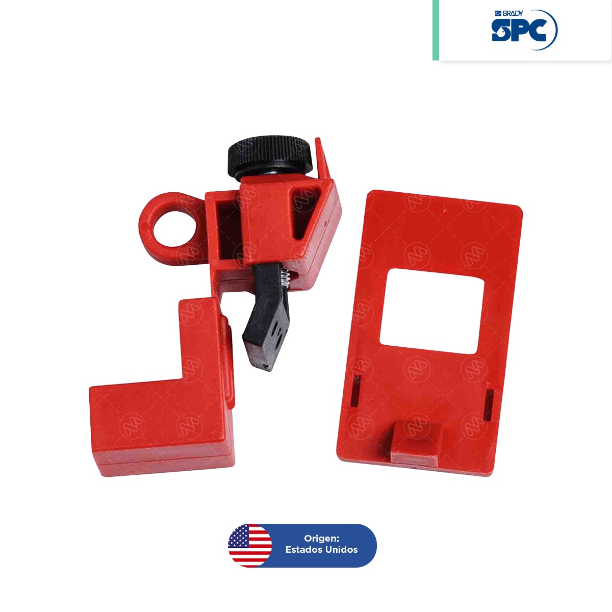dispositivo de bloqueo de abrazadera para interruptores de circuitos cubierta abatible brady spc rojo 001