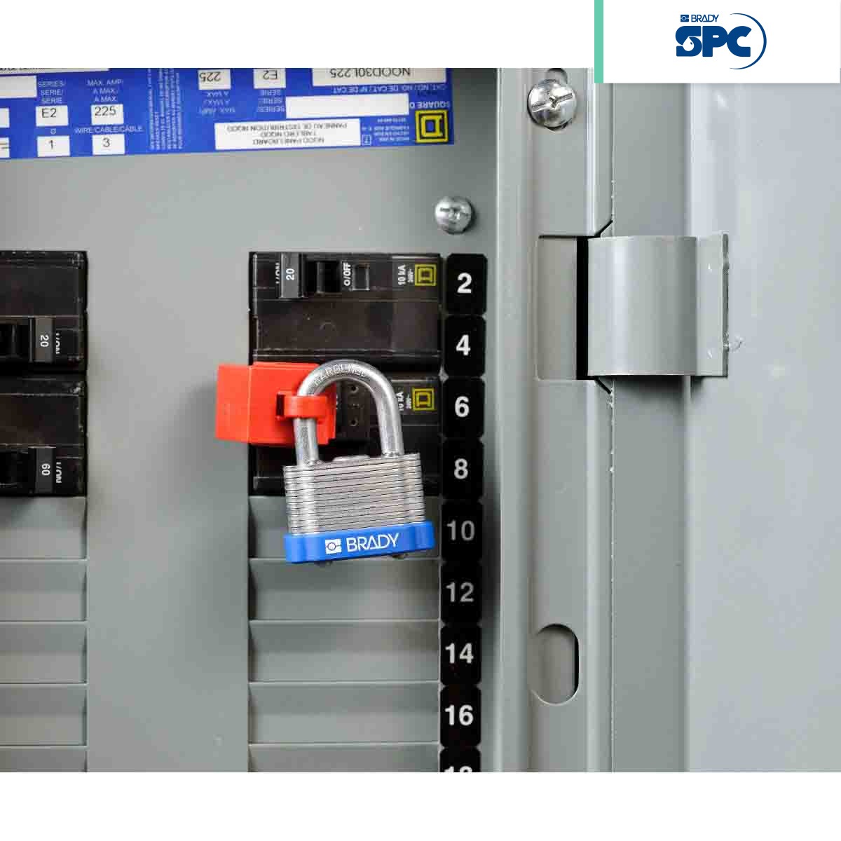 dispositivo de bloqueo de abrazadera para interruptores de circuitos cubierta abatible brady spc rojo 003