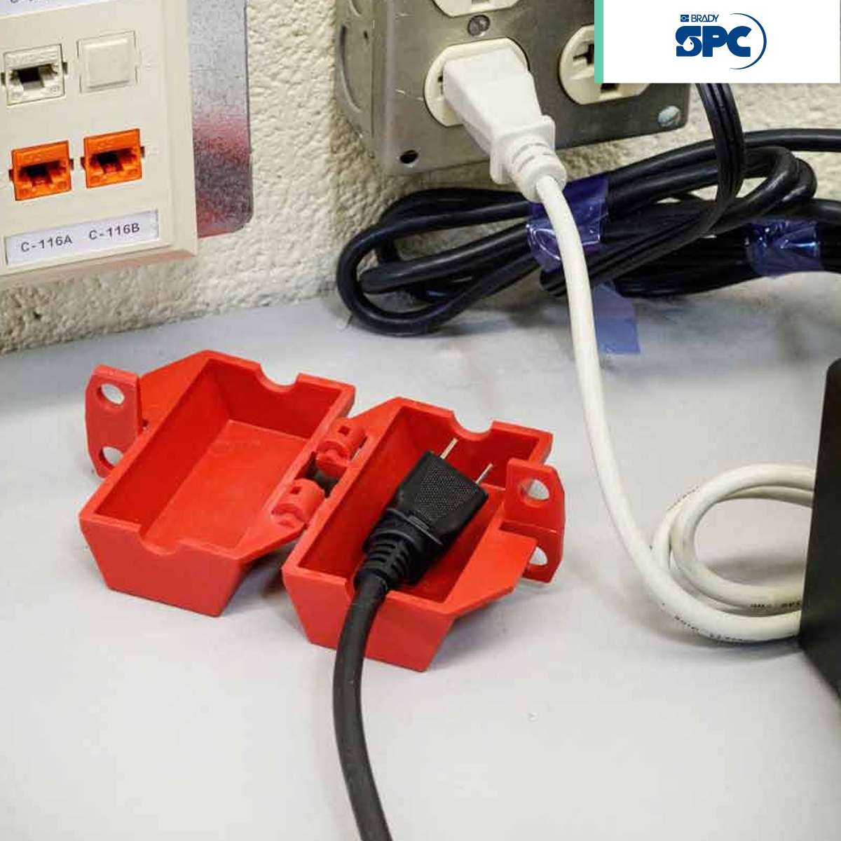 dispositivos de bloqueo para enchufes electricos brady spc rojo 110 v 002