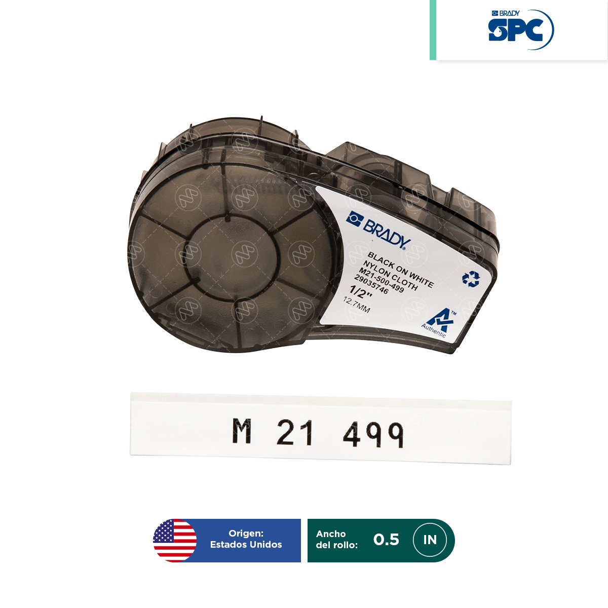 etiquetas nailon multiusos negra sobre blanco m21 0 5 pulgadas brady spc 001