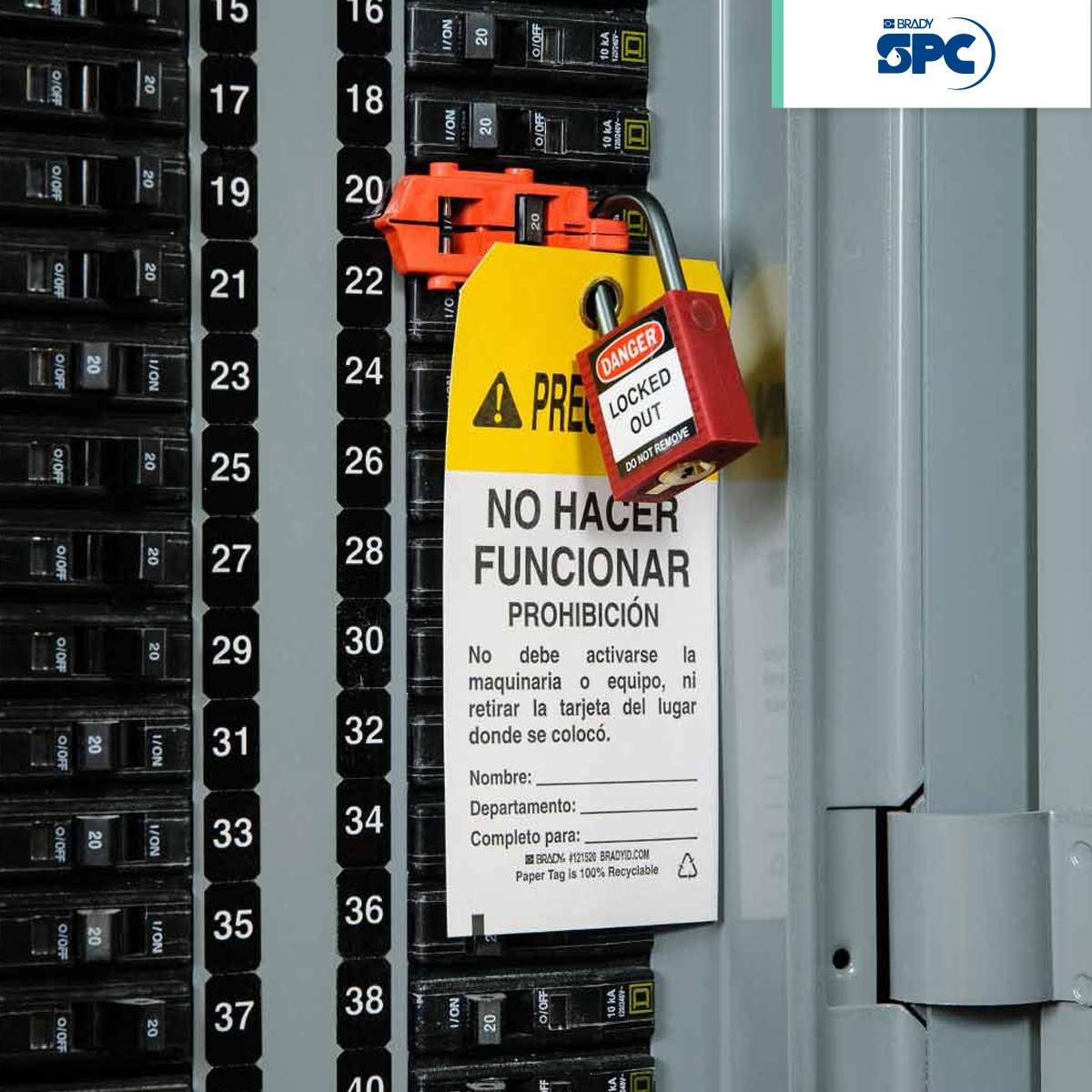 paq 25 tarjetas de bloqueo con mensaje precaucion no hacer funcionar brady spc amarillo 002