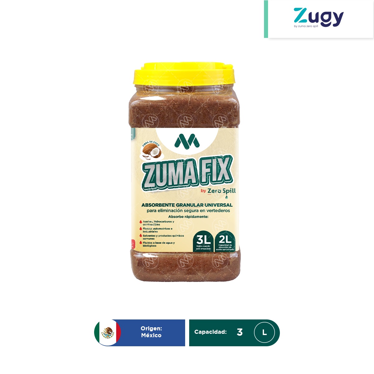 absorbente granular zuma fix zugy fibra de coco 3 l 001