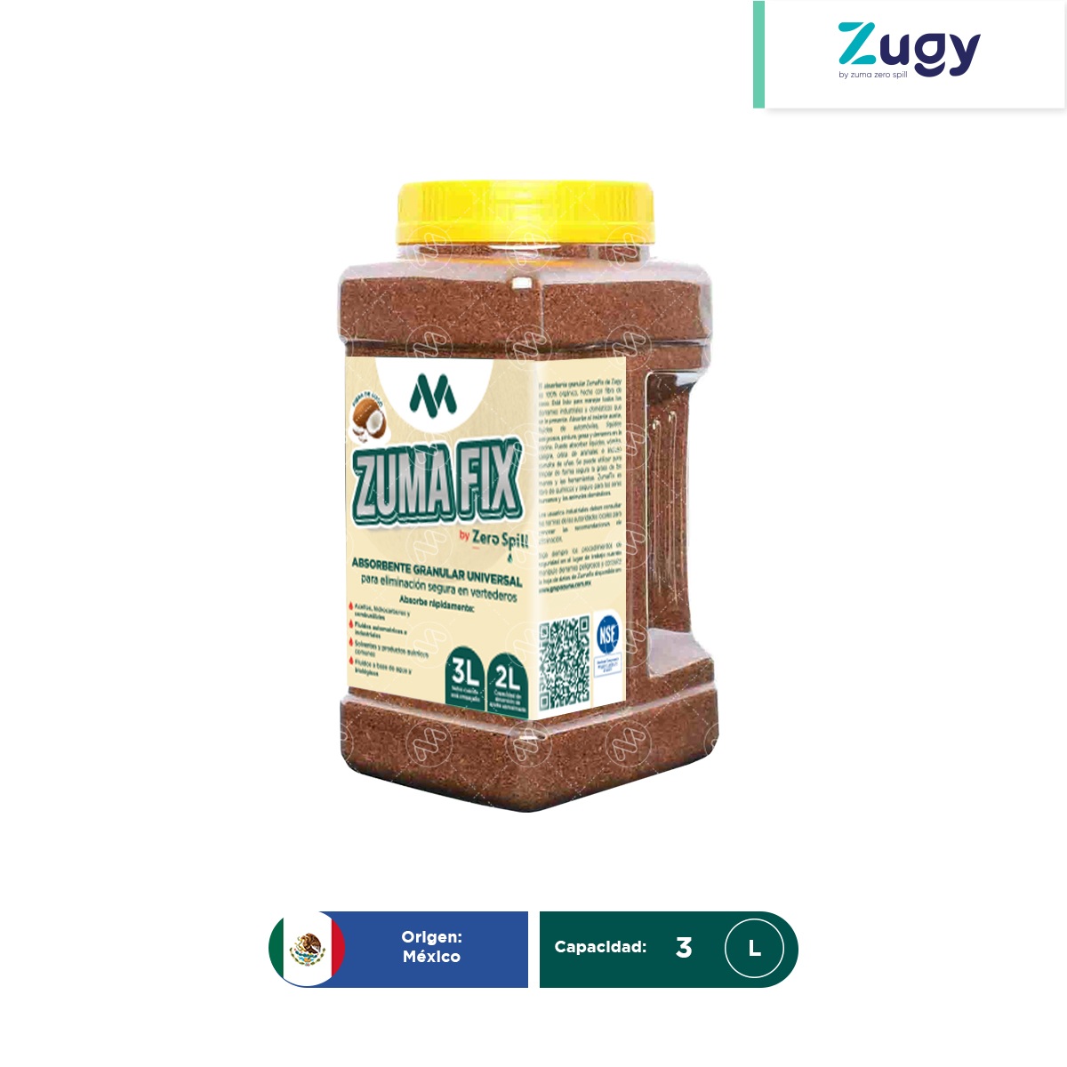 absorbente granular zuma fix zugy fibra de coco 3 l 002