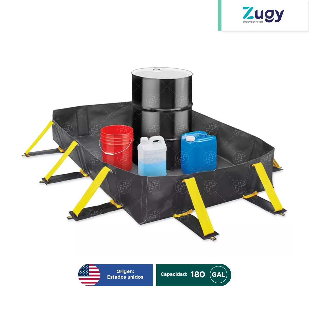 berma plegable para derrames con soporte zugy 180 gal 001