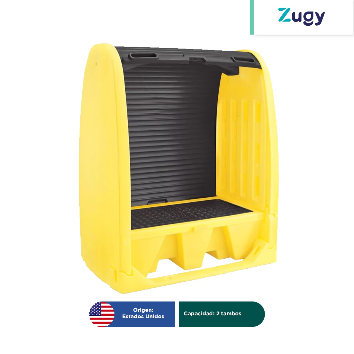 cobertizo para control de derrames para 2 tambos zugy amarillo 002