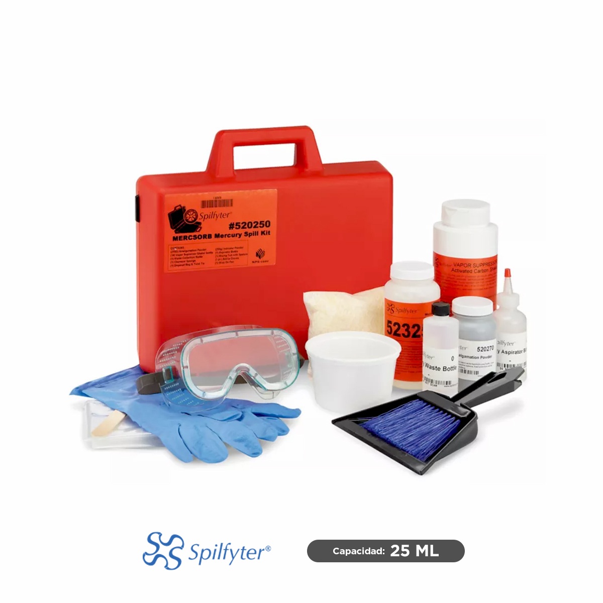 kit especializado para derrames de mercurio absorcion 25 ml spilfyter 001