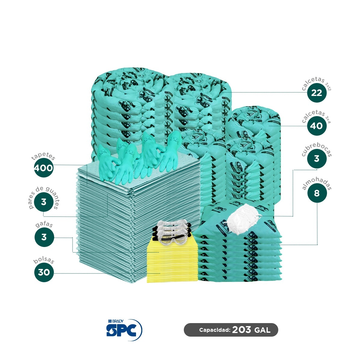 repuesto carro antiderrames hazmat brady spc 203 gal 002